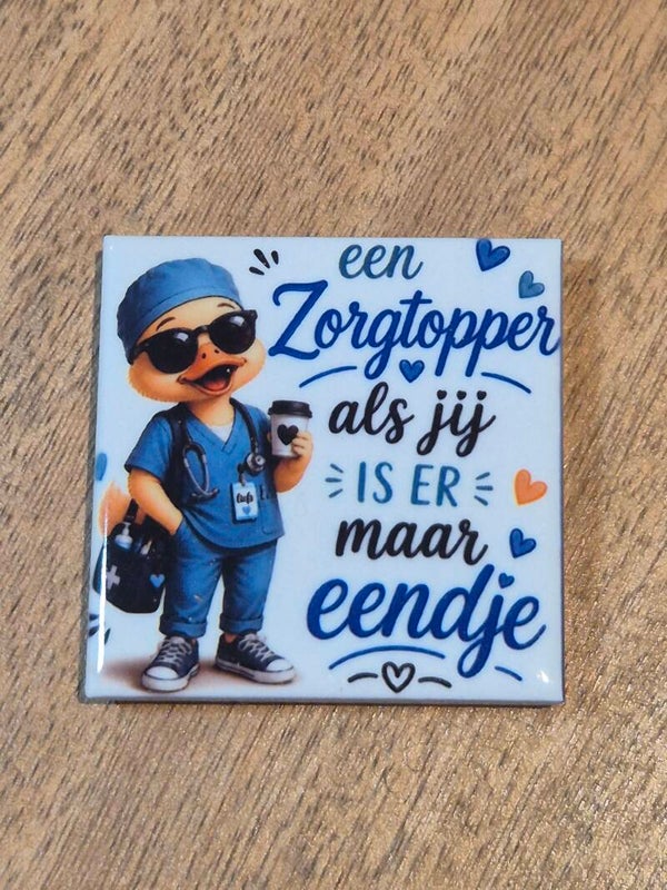 Magneet tegel | zorgtopper eendje man