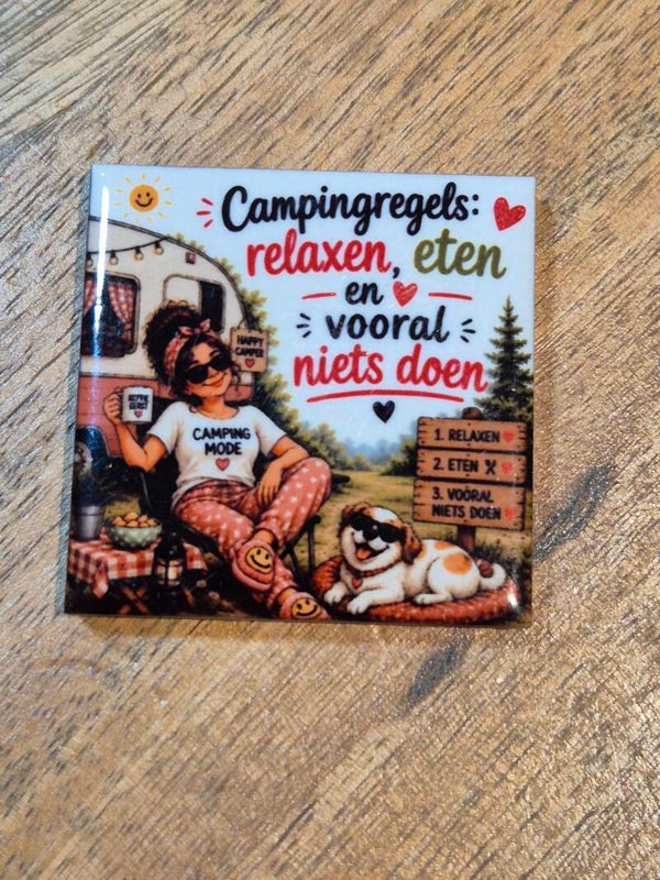 Magneet tegel | camping regels vrouw