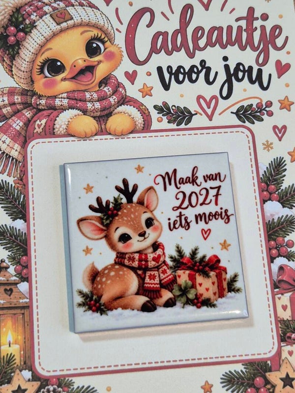 Magneet tegel | Maak van 2027 iets moois hertje