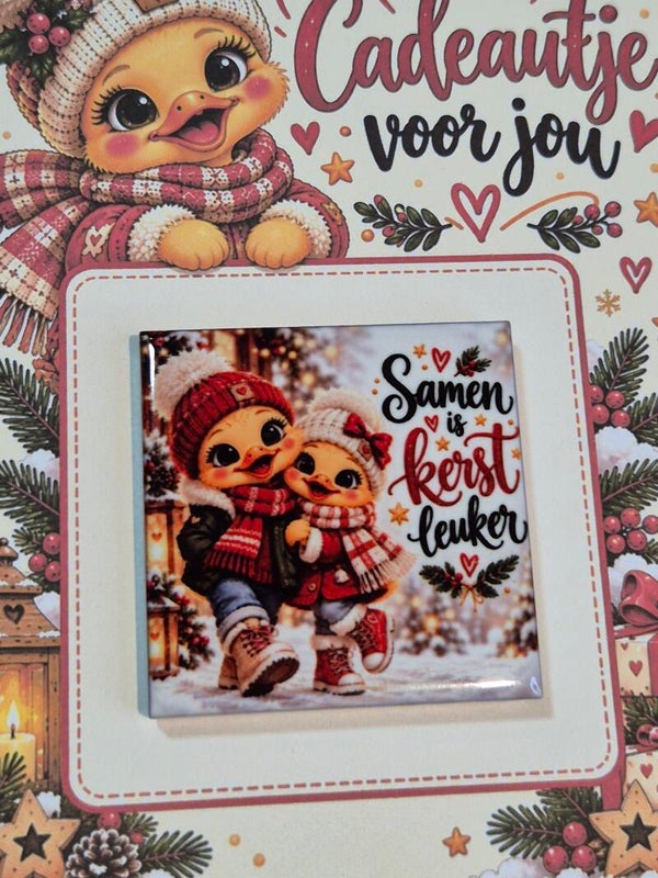 Magneet tegel | Samen is kerst leuker eendjes