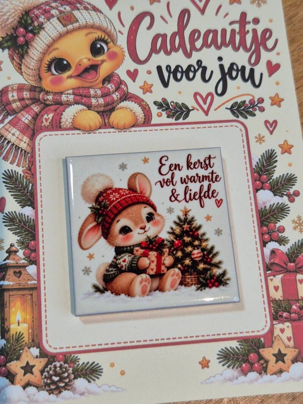 Magneet tegel | Een kerst vol warmte en liefde konijn