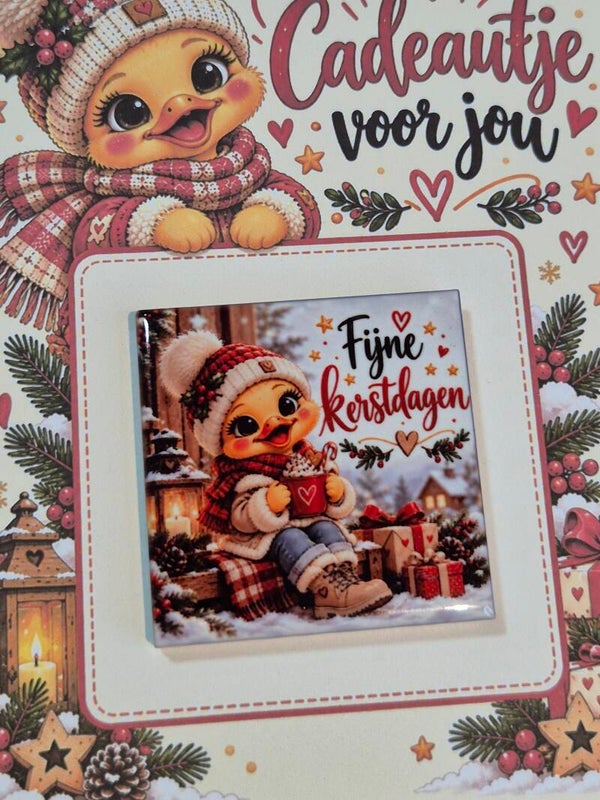 Magneet tegel | Fijne kerstdagen eendje