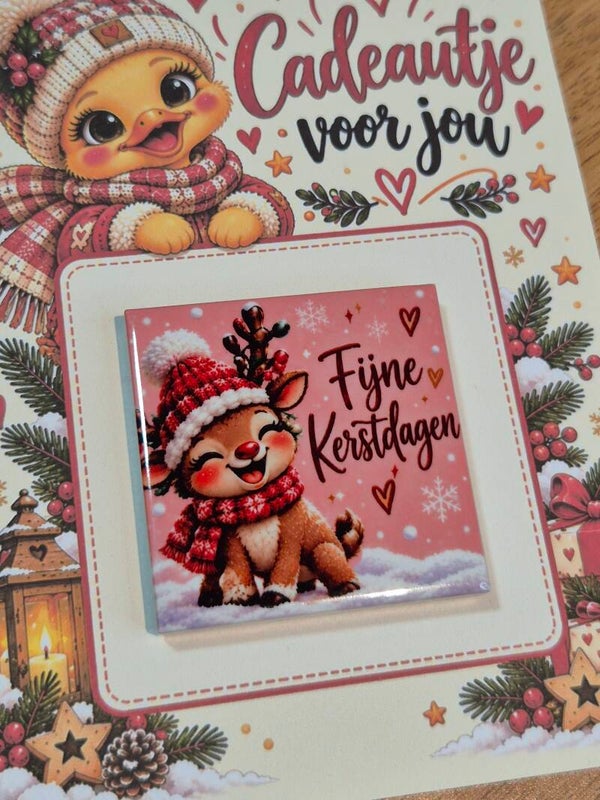 Magneet tegel | Fijne kerstdagen hertje