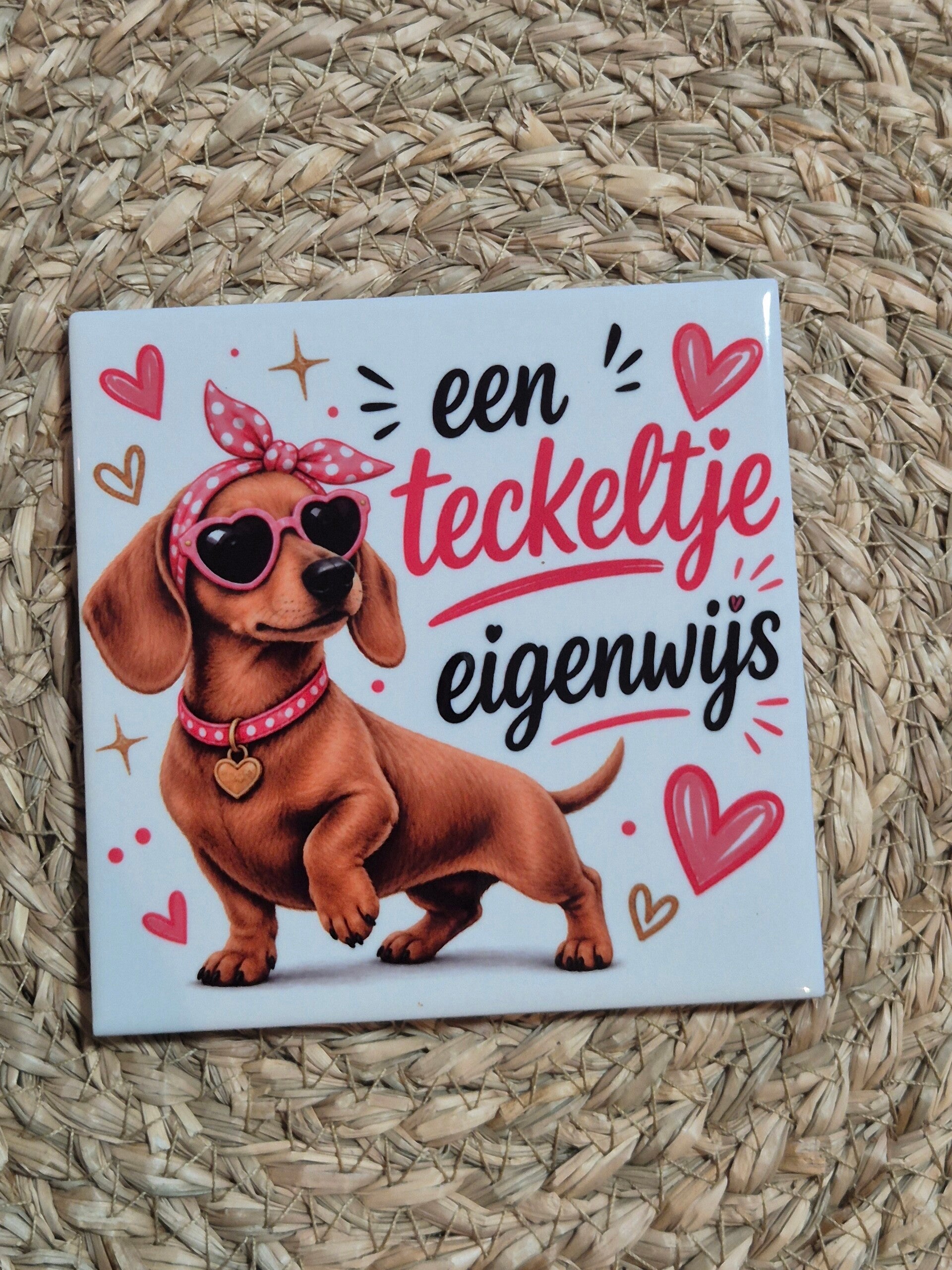 Tegel | Teckeltje eigenwijs Bruin