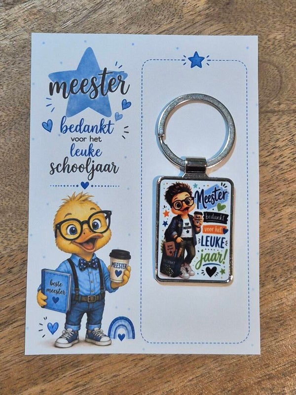 Sleutelhanger | Meester bedankt voor het leuke schooljaar