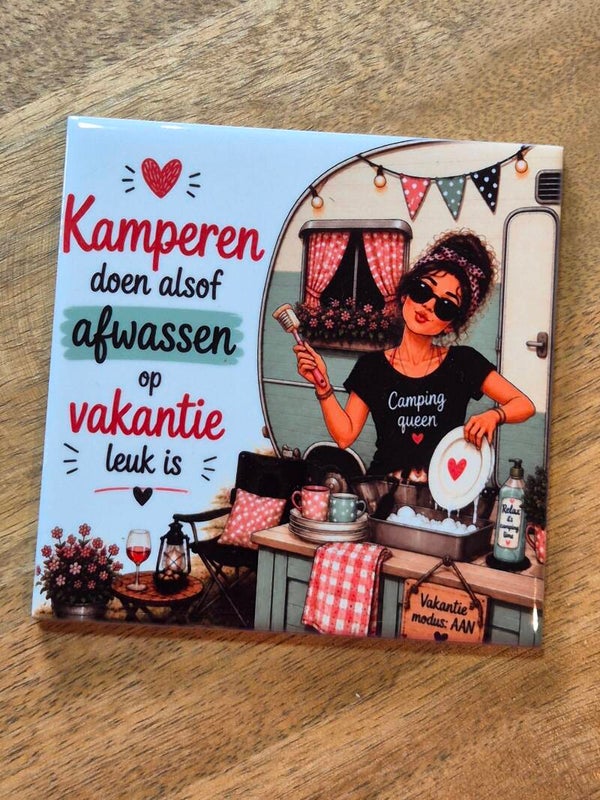 Tegel | Kamperen doen alsof afwassen op vakantie leuk is