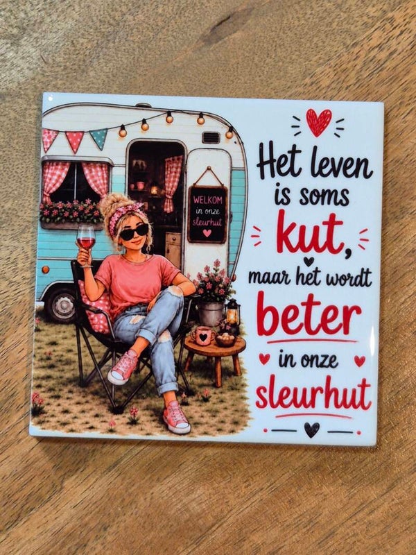 Tegel | Het leven is kut Roze Shirt