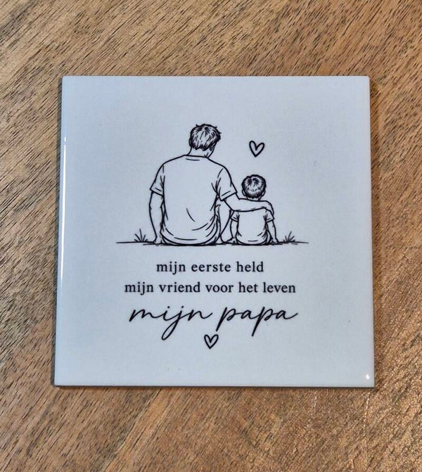Tegel | Mijn eerste held, vader met zoon