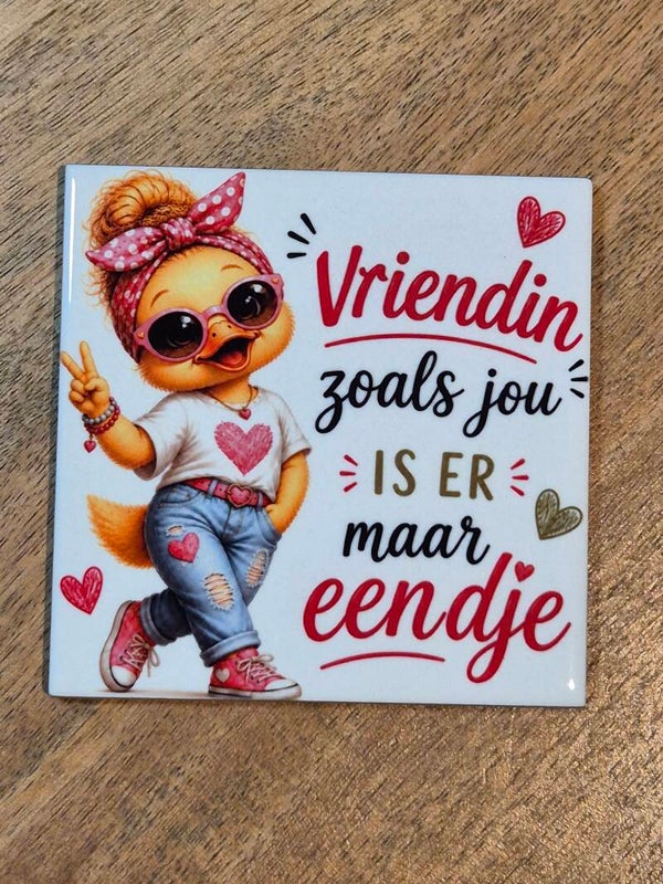 Tegel | Een vriendin zoals jou is er maar eendje (wit shirt)
