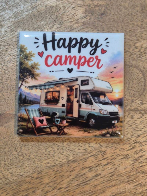 Magneet tegel | happy camper (camper)