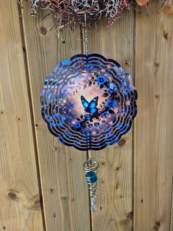 Windspinner | Vlinder velle blauwe bloemen