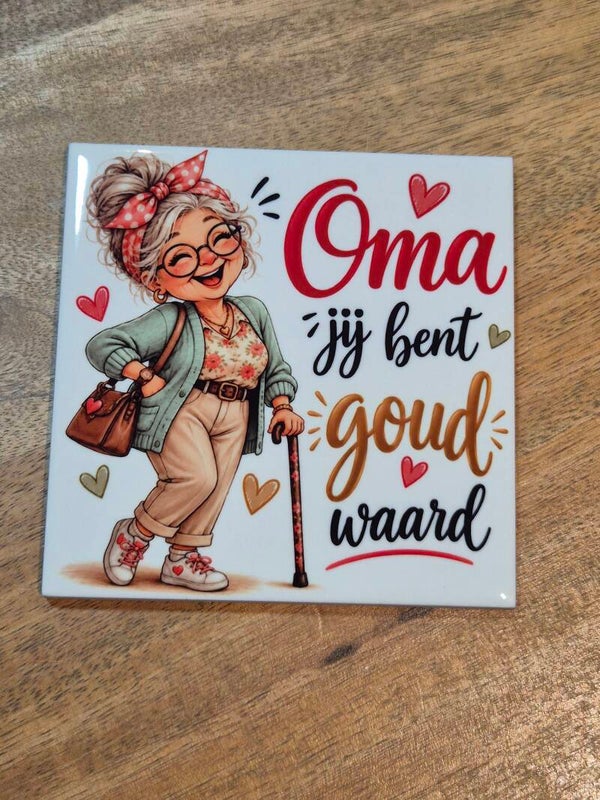 Tegel | Oma jij bent goud waard wandelstok