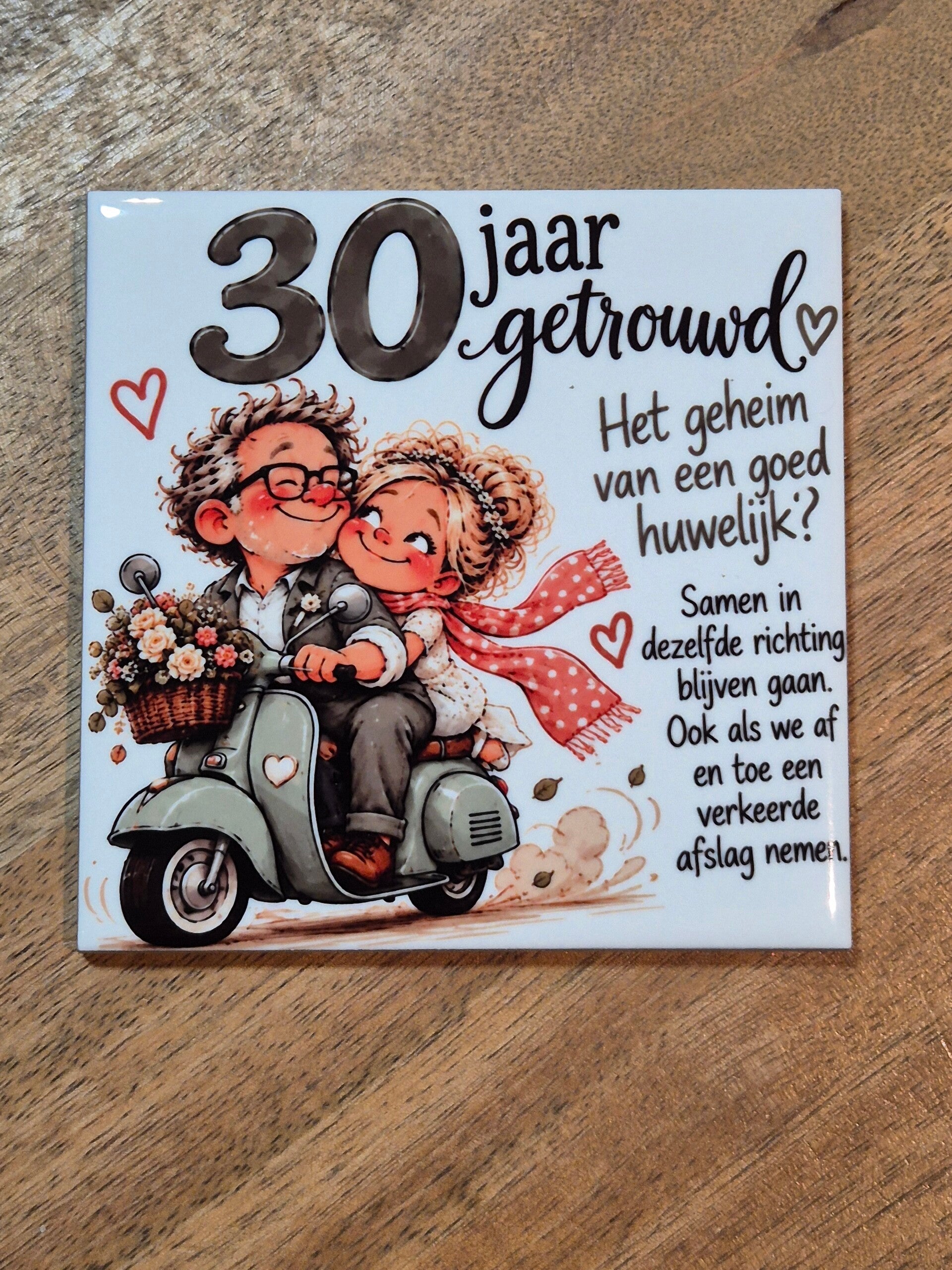 Tegel | ... jaar getrouwd scooter (aanpasbaar)