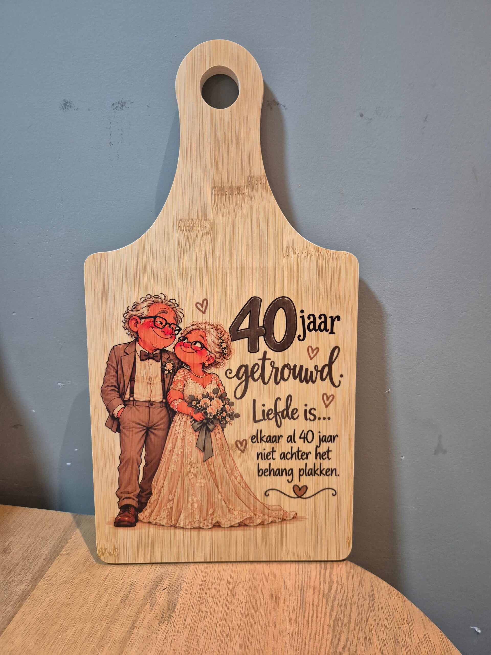 Borrelplank | 40 jaar getrouwd, behang (aanpasbaar)
