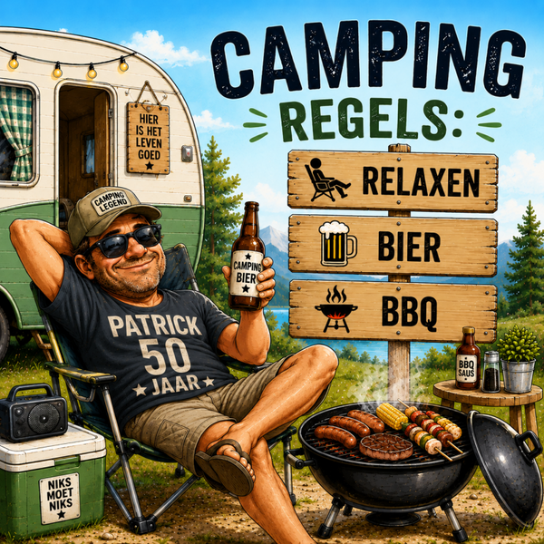 Tegel camping regels Tekst Patrick 50 jaar