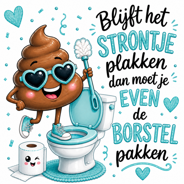 Tegeltje | Blijft het strontje plakken...aqua blauw