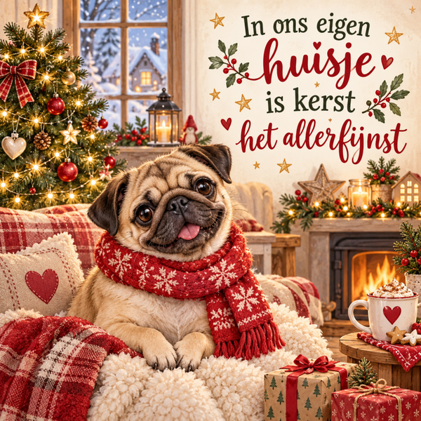 Tegel | Kerst mopshond