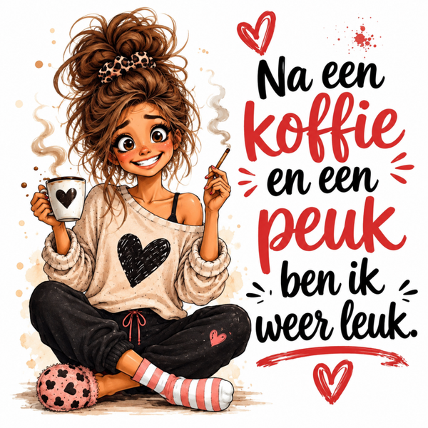 Tegel | Na een koffie en een peuk ben ik weer leuk (bruin)