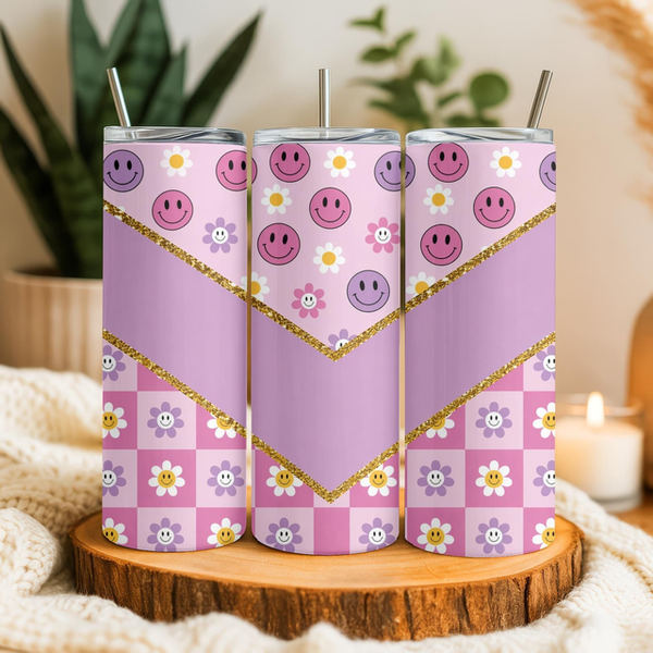 Tumbler / Drinkbeker | Smiley roze