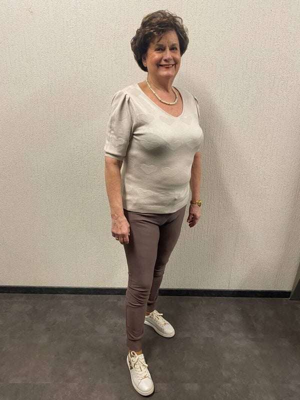 Taupe travel broek met omslag aan onderkant