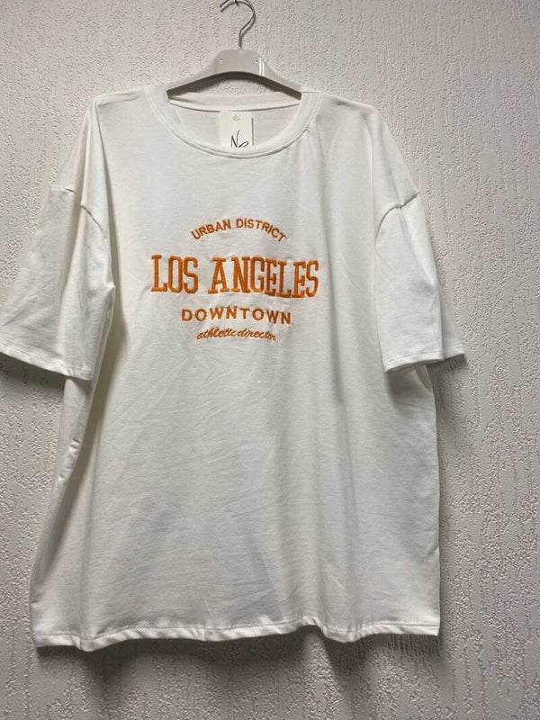 Wit shirt LA koraal opdruk