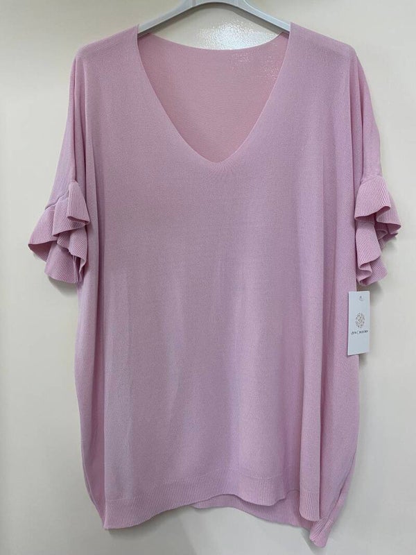 Roze shirt met golvende mouwen
