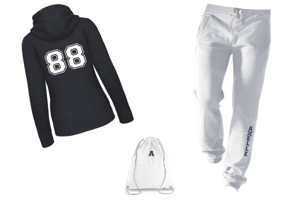 "Cosy -Combi training" dames, ware hoody sweater lange rits K464 met contrasterende trainingsbroek K700