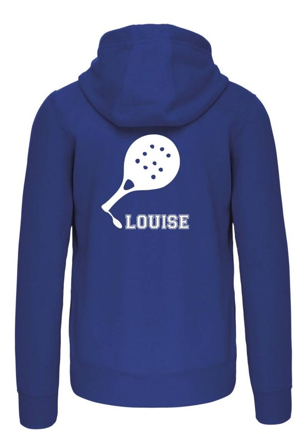 PADEL sweater kids "Hoody" met lange rits en eigen naam , art.K455