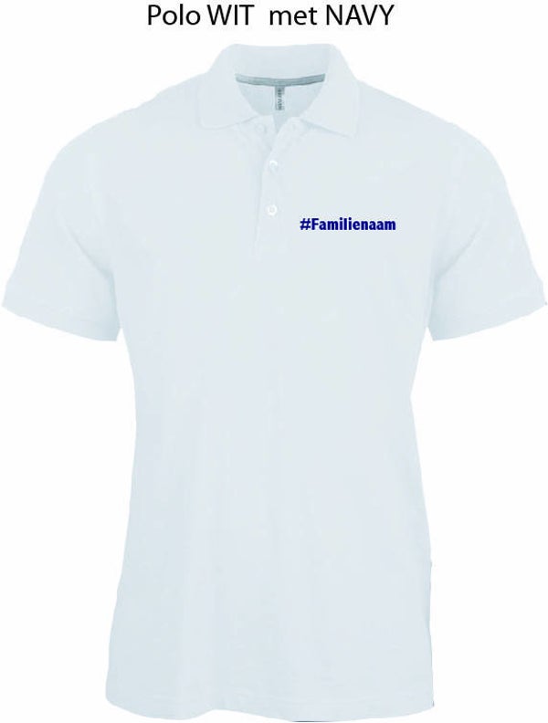 Hashtag Herenpolo korte mouwen met op voorzijde familienaam en dorp op rugzijde art.K241