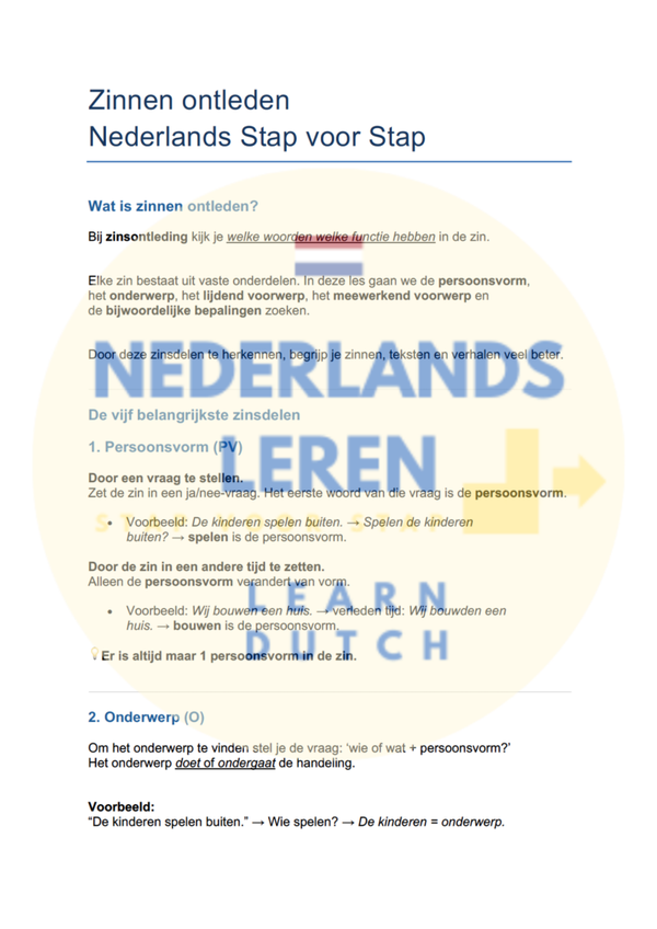 Zinnen ontleden - de basis