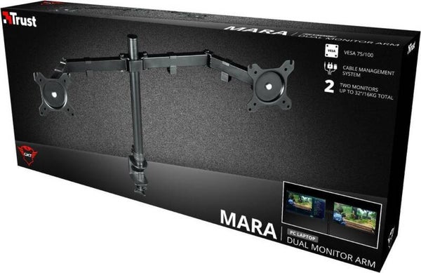 Trust GXT 1120 Mara - Dubbele Monitorarm tot 32 inch - Zwart