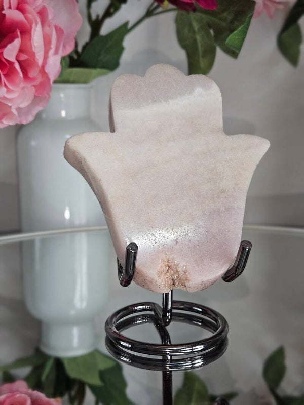 Roze amethist hamsa hand