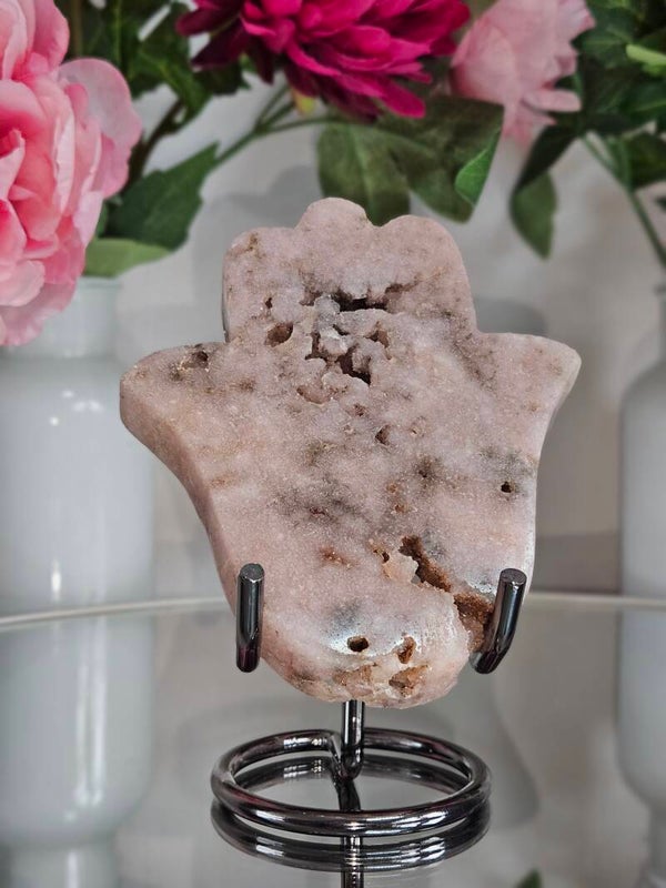 Roze amethist hamsa hand