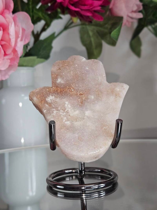 Roze amethist hamsa hand small