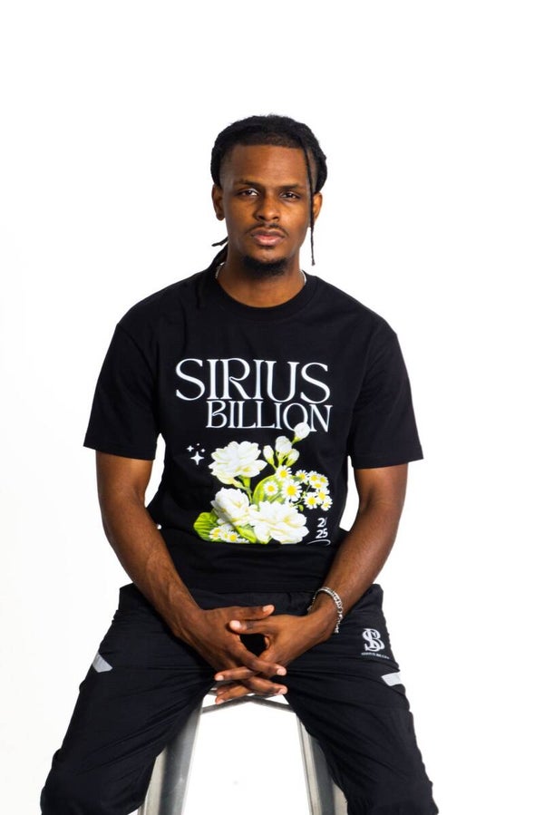 T-SHIRT NOIR OVERSIZE LOGO SIRIUS BILLION EN BLANC