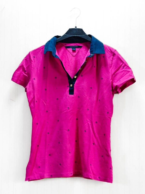 Tommy Hilfiger, pinkki kauluksellinen t-paita, koko M #VUPV