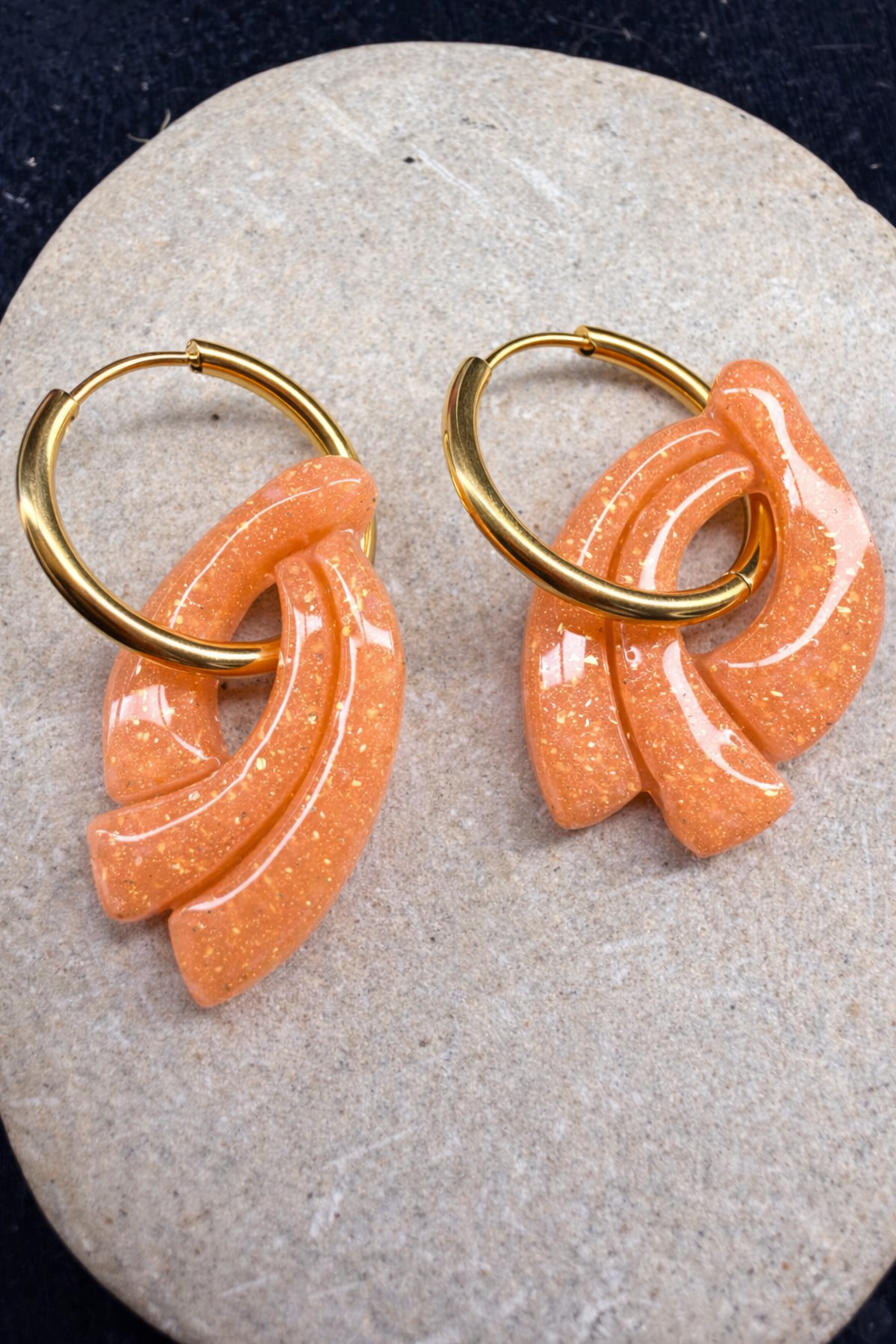 Boucles d oreilles Alinéa pampilles rose saumon or