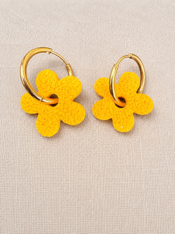 Boucles d’oreilles Pampilles Fleur Jaune