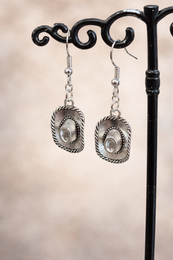 Boucles d’oreilles Country chapeau de cowboy