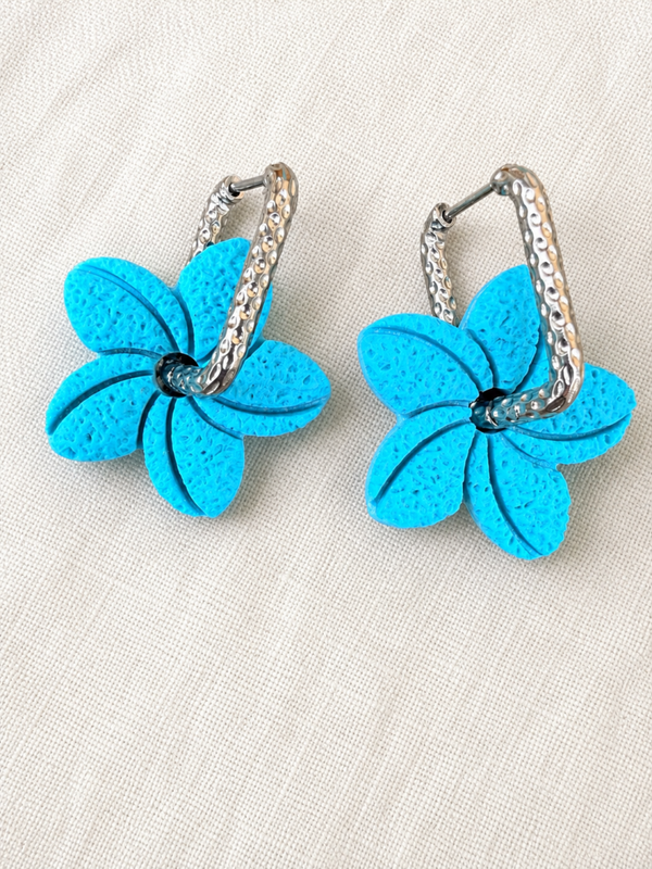 Boucles d’oreilles Pampilles Fleur Aloha Turquoise