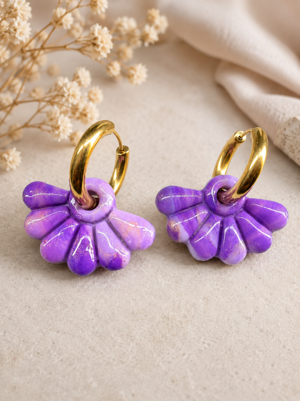 Boucles d’oreilles Pampilles fleurs violettes