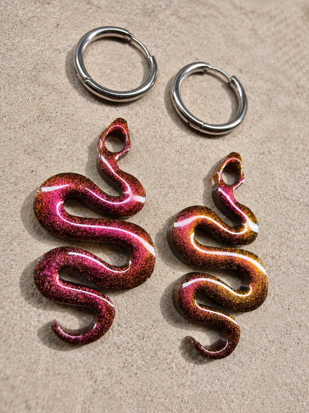 Boucles d’oreilles pampilles serpent caméléon