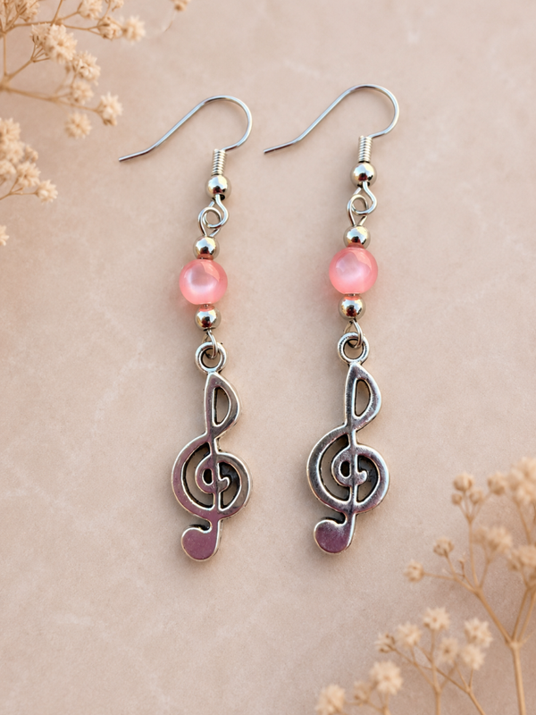Boucles d’oreilles clé de sol Douce Mélodie transparence