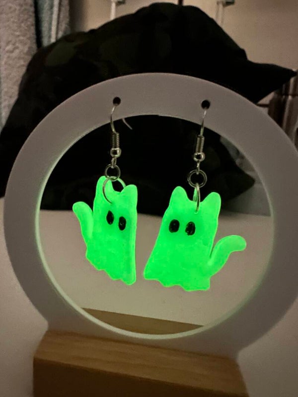 Boucles d’oreilles Halloween petit chat phosphorescent