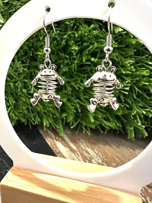 Boucles d’oreilles Grenouille argenté