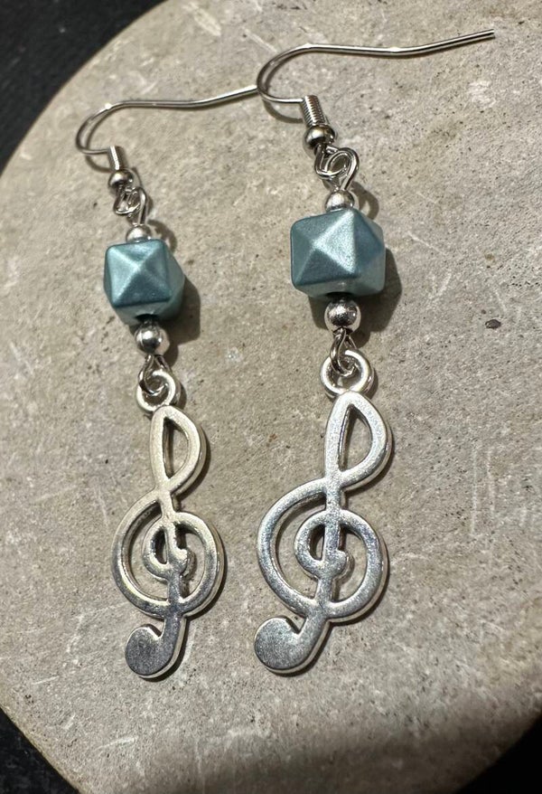 Boucles d’oreilles Clé de Sol Argenté