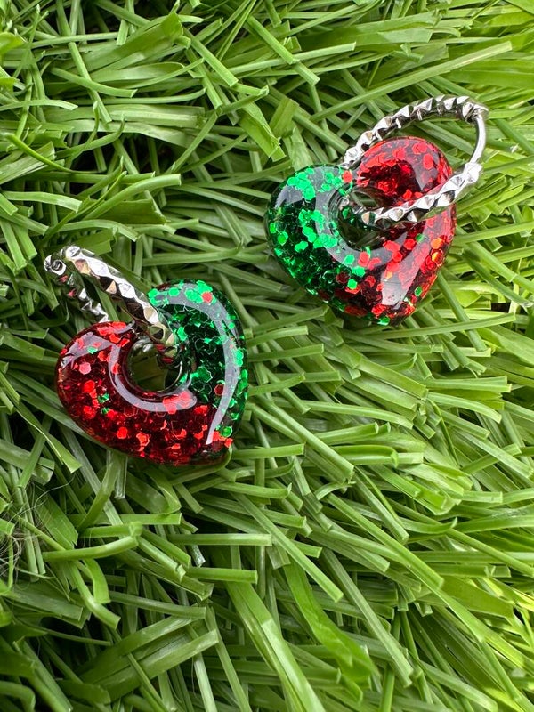 Boucles d’oreilles Noël Cœur Festif