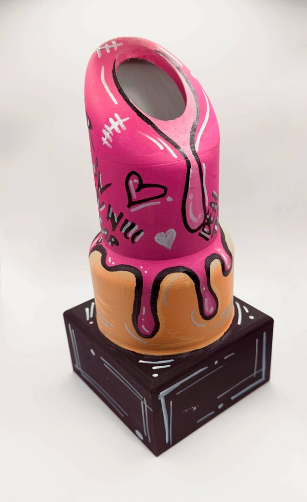 "Pink Drip Love" – Handbemalte Design-Vase (Einzelstück)