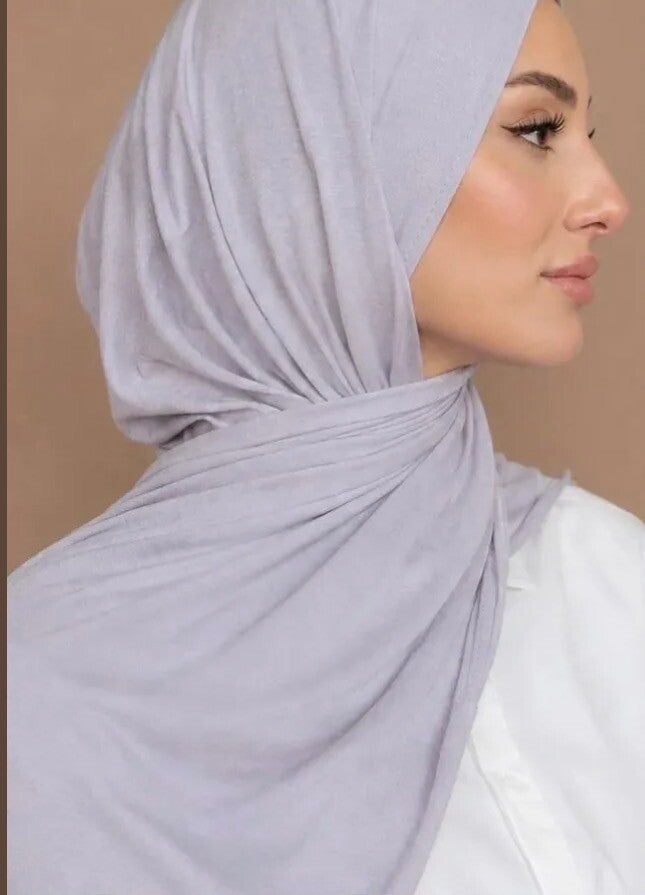 Premium Jersey Hoofddoek – Lichtgrijs / Lila-Grijs
