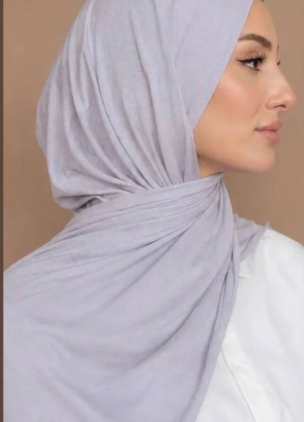 Premium Jersey Hoofddoek – Lichtgrijs / Lila-Grijs